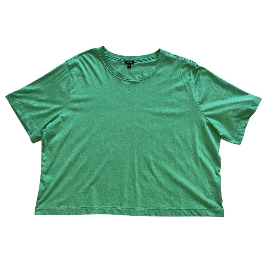 Express Green Relaxed Fit Tee Shirt Xl Womens 100% Cotton Oversized
